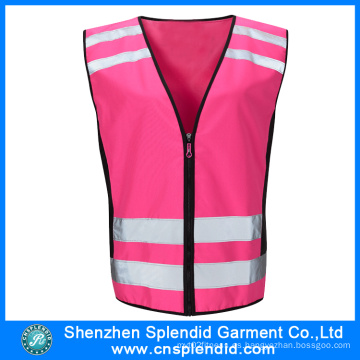 Ropa Reflectante Venta al por mayor Seguridad Rosa Trabajo Vest Multi Pocket